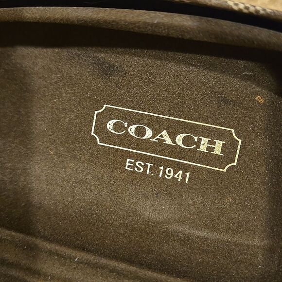Coach Signature Hard Clamshell Eye Glasses Sunglasses Case Tan Brown c Logo vtg - Picture 3 of 16